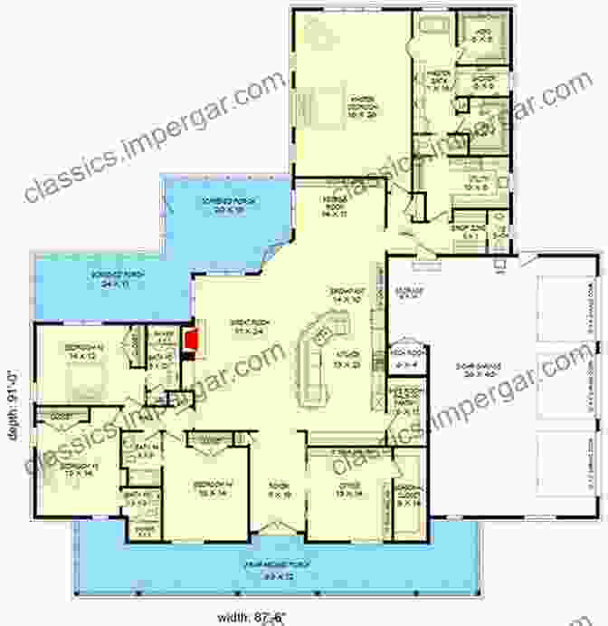 A Detailed Blueprint Of A Spacious Home With 3 Bedrooms, 2 Bathrooms, And An Open Concept Floor Plan. CONTAINER LIVING: IDEAS AND PLANS FOR YOUR NEW HOME PROJECT