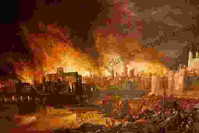 A Painting Depicting The Great Fire Of London, With Flames Consuming The City And People Fleeing In Terror Reformers And Babylon: English Apocalyptic Visions From The Reformation To The Eve Of The Civil War (Heritage)